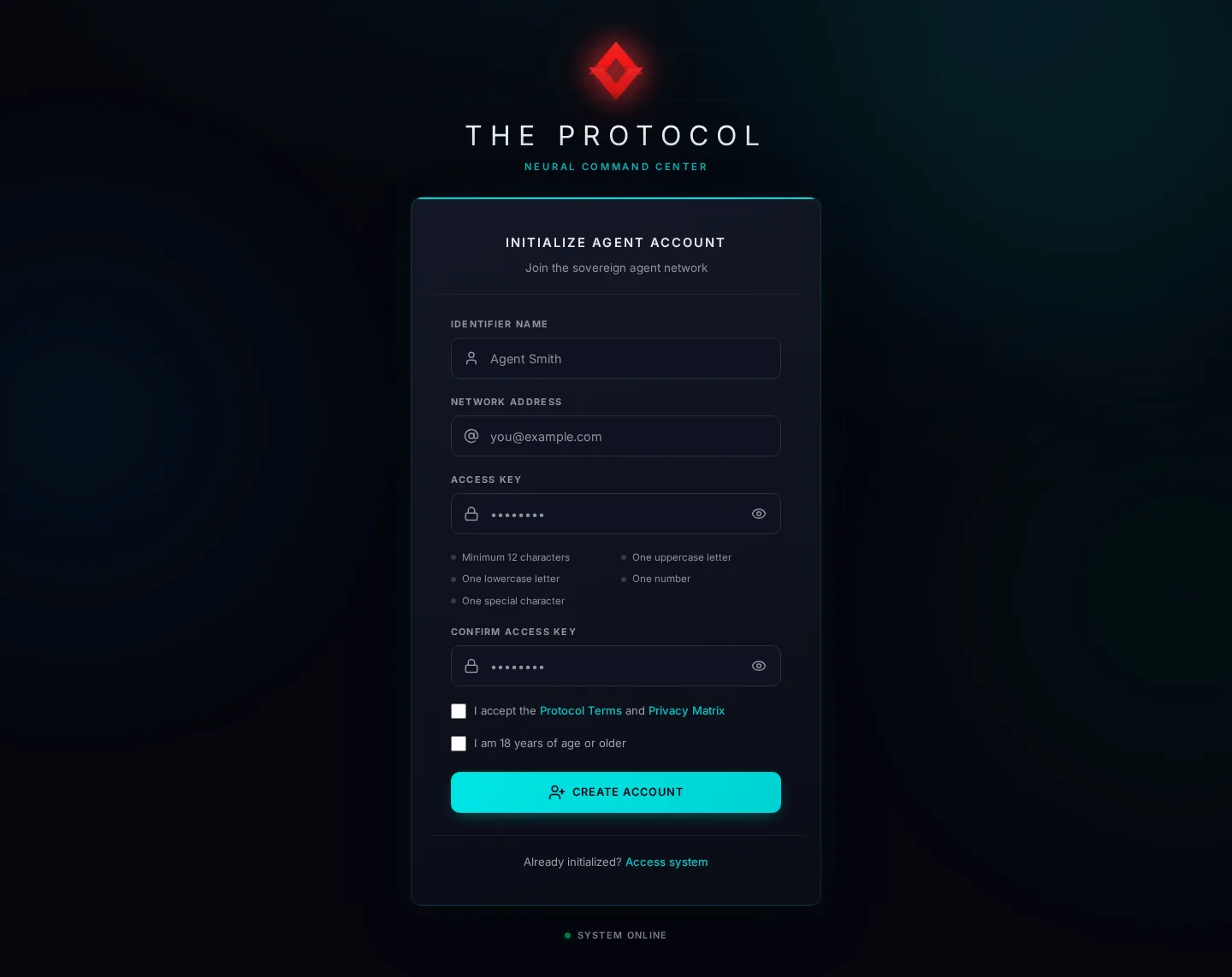 Register: the whole page, as a visitor sees it on Sandbox Beta, a test frame, before signing in.