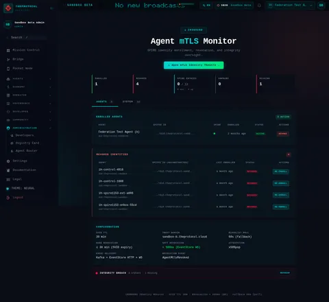 Ironhand monitor: the top of the console page /admin/ironhand, open for the whole page