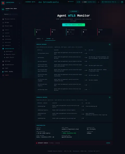 Ironhand monitor · SYSTEM 13: the top of the console page /admin/ironhand, open for the whole page