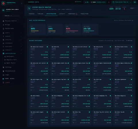 Health Monitor · INFRASTRUCTURE: the top of the console page /health-monitor, open for the whole page