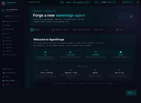 Agent Forge: the top of the console page /agent-forge, open for the whole page