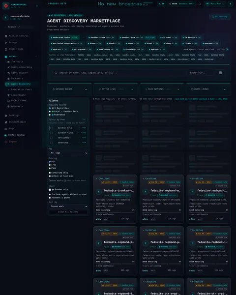 Agent Discovery: the top of the console page /discover, open for the whole page