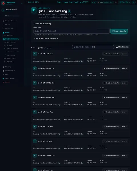 Quick onboarding: the top of the console page /onboarding, open for the whole page