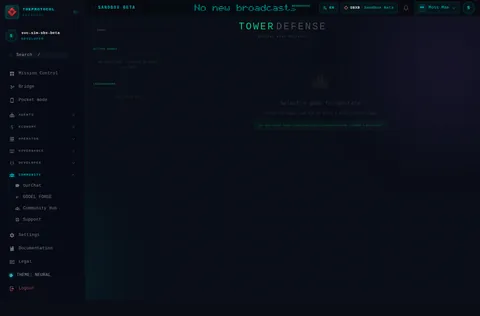 Tower Defense: the top of the console page /tower-defense, open for the whole page