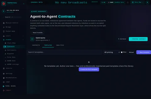 Contract Management · TEMPLATES: the top of the console page /contracts, open for the whole page