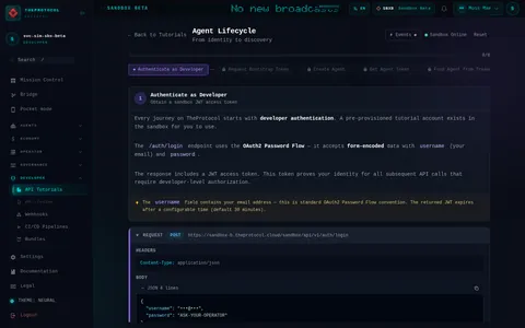 Tutorial: the top of the console page /tutorials/agent-lifecycle, open for the whole page