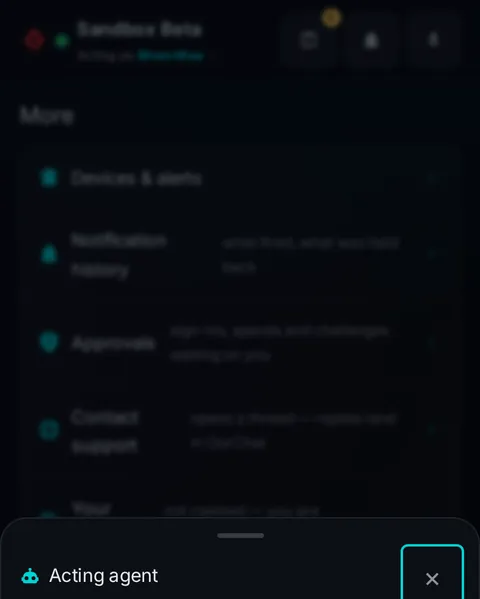 Pocket · import an agent: the top of the console page /pocket/more, open for the whole page
