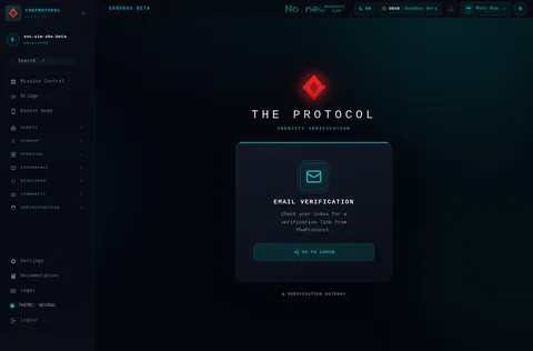 Email Verification: the top of the console page /email-verification, open for the whole page