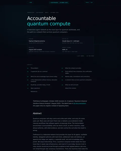 Whitepaper: the top of the console page /whitepaper, open for the whole page