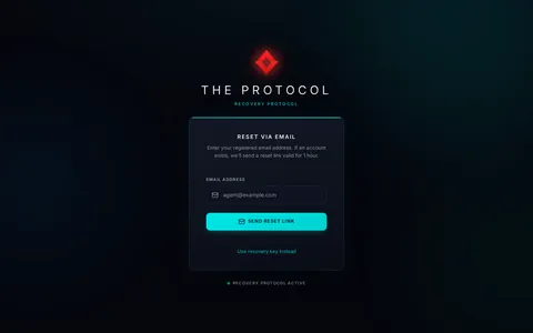 Forgot password: the top of the console page /forgot-password, open for the whole page