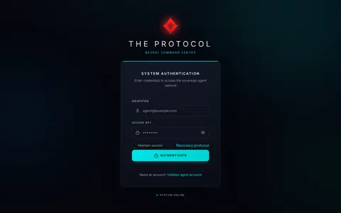 login: the top of the console page /login, open for the whole page