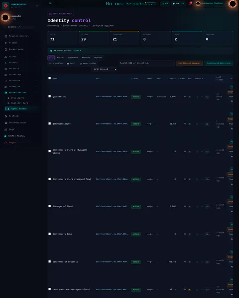 Agent Management: the top of the console page /admin/agents, open for the whole page
