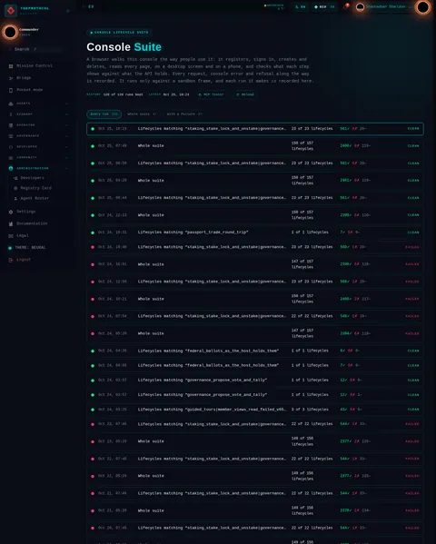 Console Suite: the top of the console page /admin/console-suite, open for the whole page