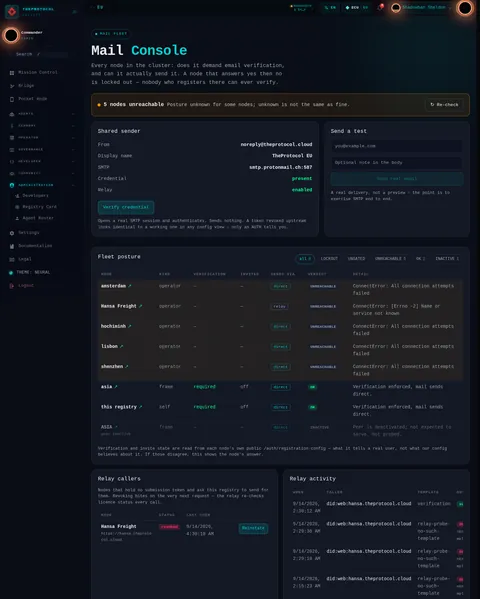 Mail Console: the top of the console page /admin/mail-fleet, open for the whole page