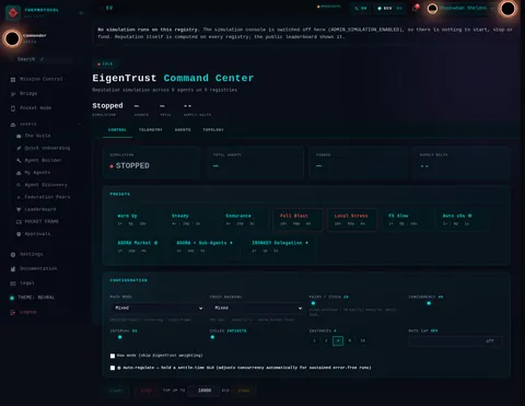 EigenTrust Command: the top of the console page /eigentrust-command, open for the whole page
