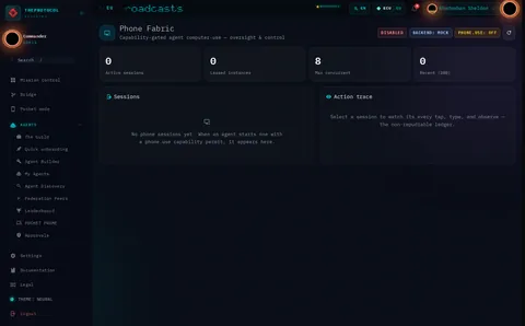 Phone Fabric: the top of the console page /phone-fabric, open for the whole page