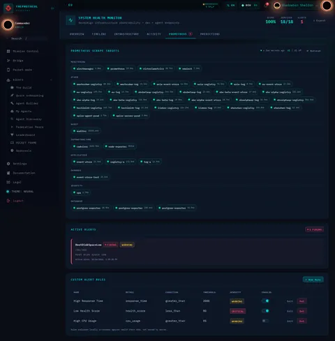 Health Monitor · PROMETHEUS 1: the top of the console page /health-monitor, open for the whole page