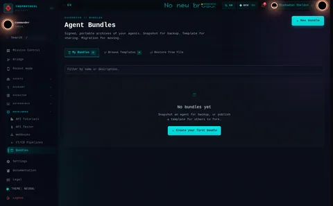 Agent Bundles: the top of the console page /bundles, open for the whole page