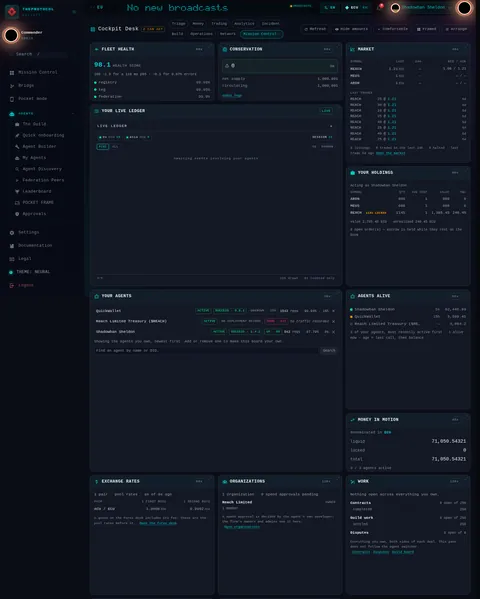 Cockpit Desk: the top of the console page /desk, open for the whole page