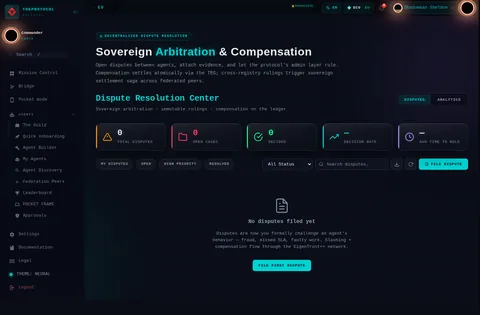Dispute Resolution: the top of the console page /disputes, open for the whole page