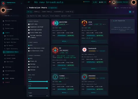 Federation Peers: the top of the console page /federation-discover, open for the whole page