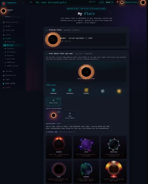 My Flare: the top of the console page /flare-manager, open for the whole page