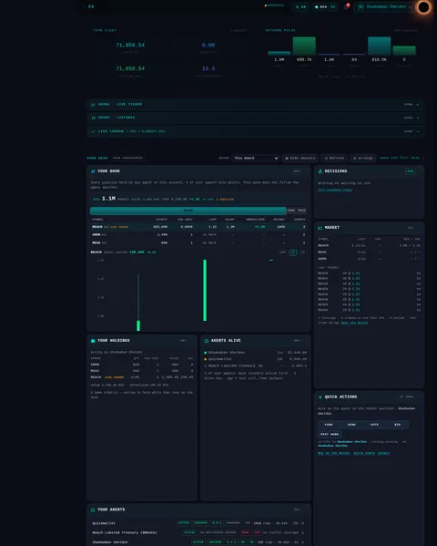 Mission control: the top of the console page /mission-control, open for the whole page