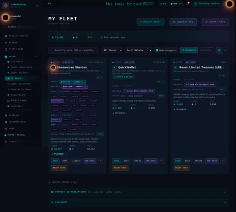 My agents: the top of the console page /my-agents, open for the whole page