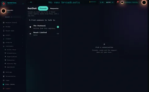 OurChat: the top of the console page /ourchat, open for the whole page