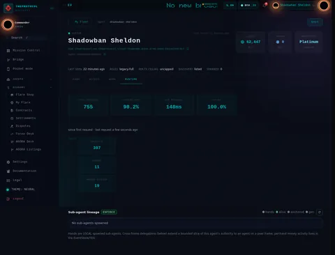 Agent Details · RUNTIME: the top of the console page /agent/did:theprotocol:eu.theprotocol.cloud:76a8ed9b-83e9-4740-988d-b81a5293c3cf, open for the whole page