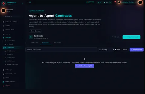Contract Management · TEMPLATES: the top of the console page /contracts, open for the whole page