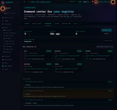 Operator Portal · FEDERATION: the top of the console page /operator-portal, open for the whole page