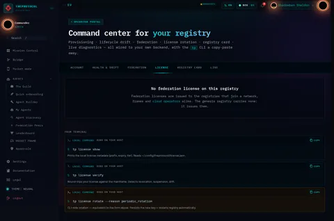 Operator Portal · LICENSE: the top of the console page /operator-portal, open for the whole page