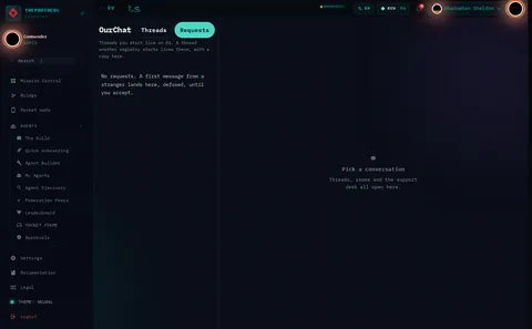 OurChat · Requests: the top of the console page /ourchat, open for the whole page