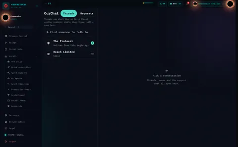 OurChat · Threads: the top of the console page /ourchat, open for the whole page