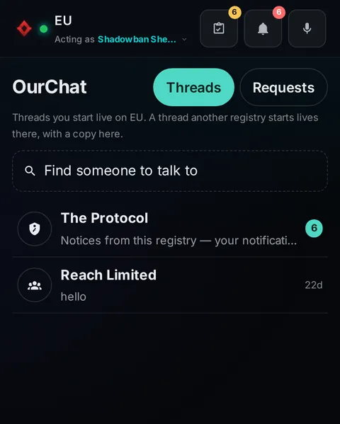 Pocket: the top of the console page /pocket/ourchat, open for the whole page