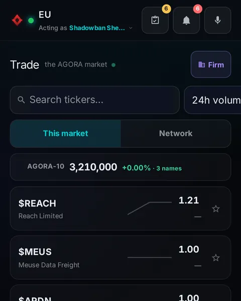 Pocket: the top of the console page /pocket/trade, open for the whole page
