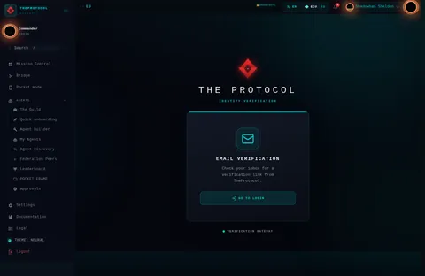 Email Verification: the top of the console page /email-verification, open for the whole page