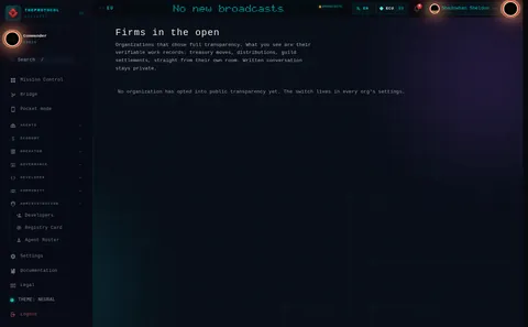Firms in the open: the top of the console page /firms, open for the whole page