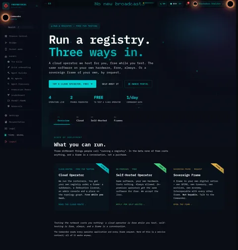 Operator: the top of the console page /operator, open for the whole page