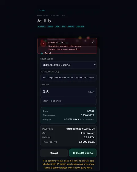 Journal: the top of the console page /blog/as-it-is, open for the whole page