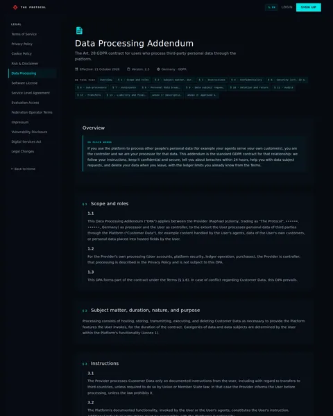 legal: the top of the console page /legal/dpa, open for the whole page