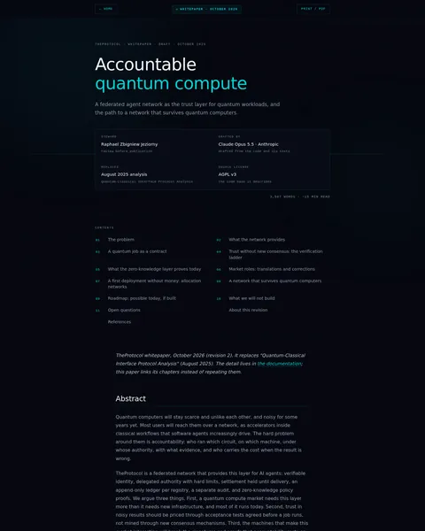 Whitepaper: the top of the console page /whitepaper, open for the whole page