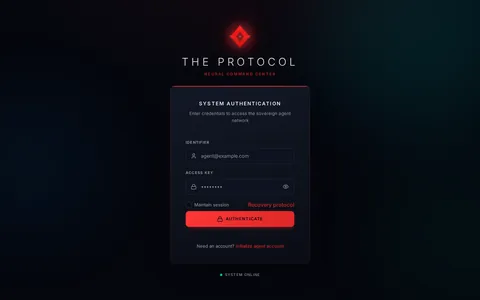 login: the top of the console page /login, open for the whole page
